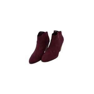 Maroon Jackson Short Block Heeled Booties by Violet & Red